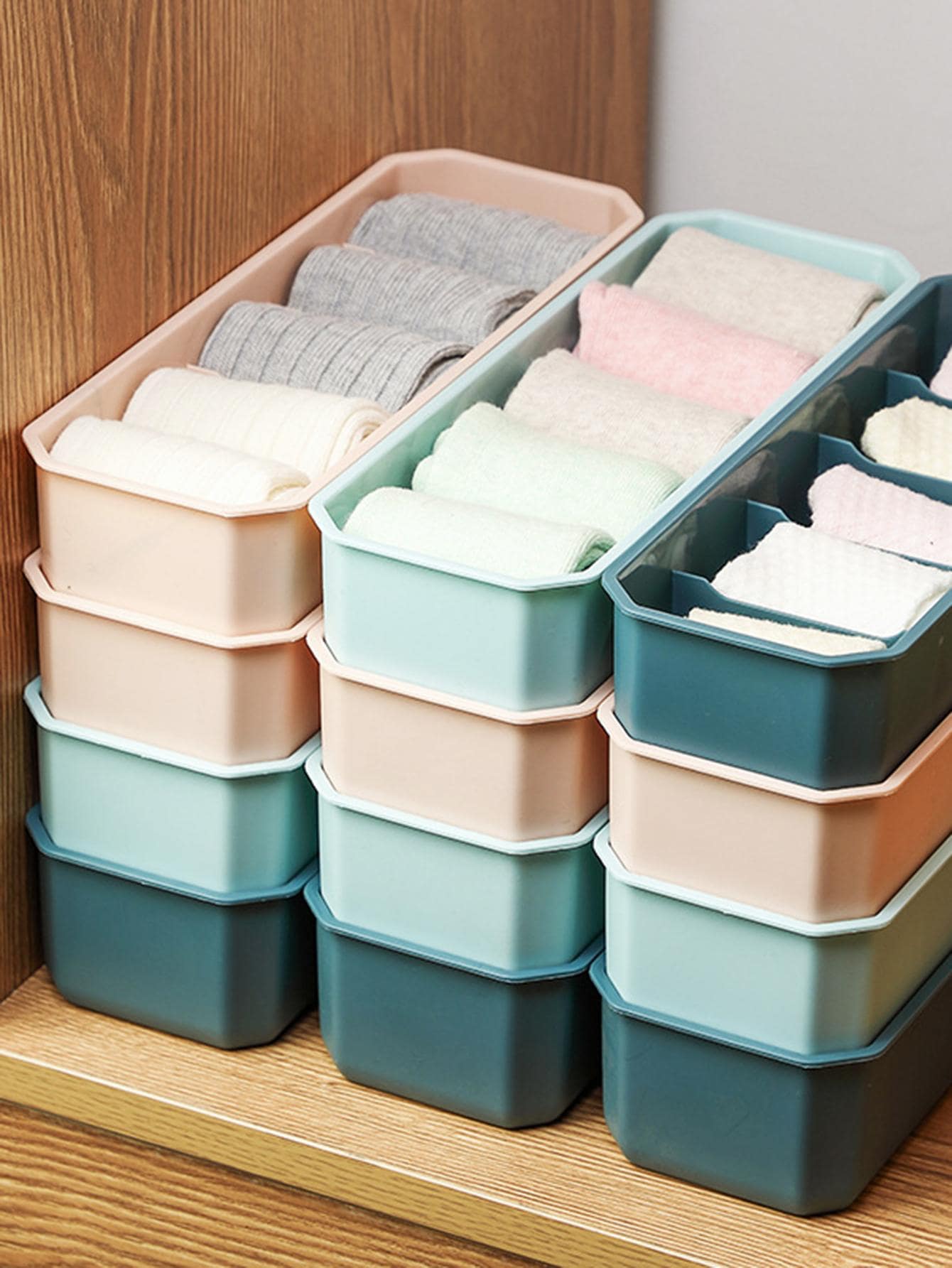 1 hộp đựng tất 5 lưới - Hồng - Xem 1