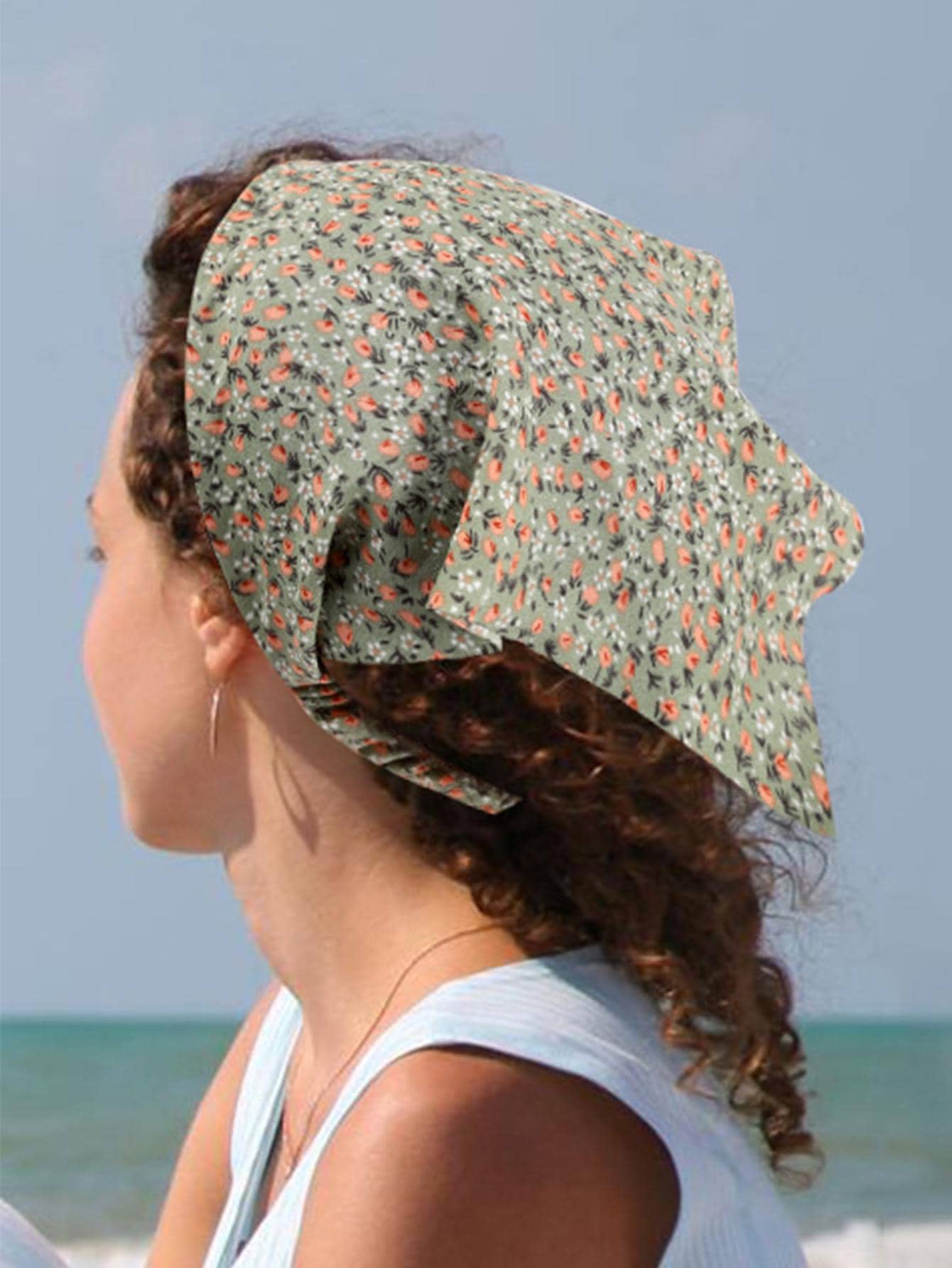 1pc Ditsy Floral Print Hair Bandana - Apricot - View 1