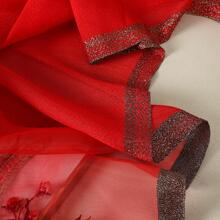 Floral Embroidered Scarf - Red - View 5