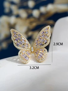 方晶鋯石蝴蝶裝飾戒指 - 蝴蝶型 - 查看 3