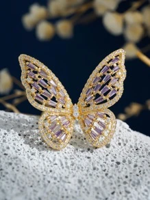 方晶鋯石蝴蝶裝飾戒指 - 蝴蝶型 - 查看 5