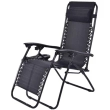 Costway 2PCS Zero Gravity Chairs Lounge Patio Folding Recliner Outdoor Black W/Cup Holder - Black - View 4