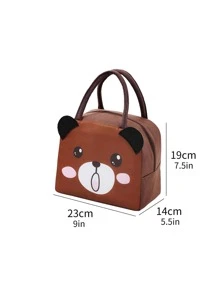 1 Túi Đựng Đồ Ăn Trưa Thiết Kế Hình Gấu Hoạt Hình Dễ Thương Polyester Cách Nhiệt Túi Đựng Đồ Ăn Trưa Cho Văn Phòng Làm Việc Trường Dã Ngoại Bãi Biển - màu nâu - Xem 5
