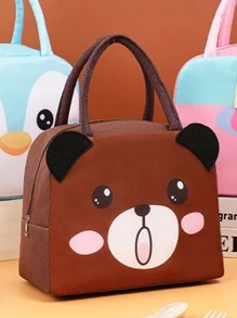 1 Túi Đựng Đồ Ăn Trưa Thiết Kế Hình Gấu Hoạt Hình Dễ Thương Polyester Cách Nhiệt Túi Đựng Đồ Ăn Trưa Cho Văn Phòng Làm Việc Trường Dã Ngoại Bãi Biển - màu nâu - Xem 4