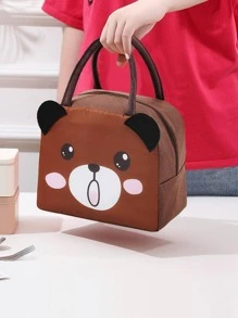 1 Túi Đựng Đồ Ăn Trưa Thiết Kế Hình Gấu Hoạt Hình Dễ Thương Polyester Cách Nhiệt Túi Đựng Đồ Ăn Trưa Cho Văn Phòng Làm Việc Trường Dã Ngoại Bãi Biển - màu nâu - Xem 3