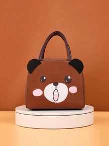 1 Túi Đựng Đồ Ăn Trưa Thiết Kế Hình Gấu Hoạt Hình Dễ Thương Polyester Cách Nhiệt Túi Đựng Đồ Ăn Trưa Cho Văn Phòng Làm Việc Trường Dã Ngoại Bãi Biển - màu nâu - Xem 2