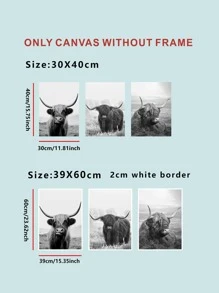 3入組/套化學纖維無框黃牛圖案家庭裝飾牆壁藝術繪畫 - 黑與白 - 查看 2