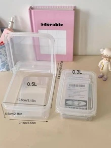1pc Clear Mini Stationery Storage Box, Simple Portable Desk Holder For Student, Office Stationery Card Storage - Clear - View 4