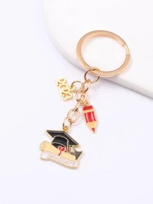 Mũ tốt nghiệp & móc khóa chữ cái - màu đen - Xem 2