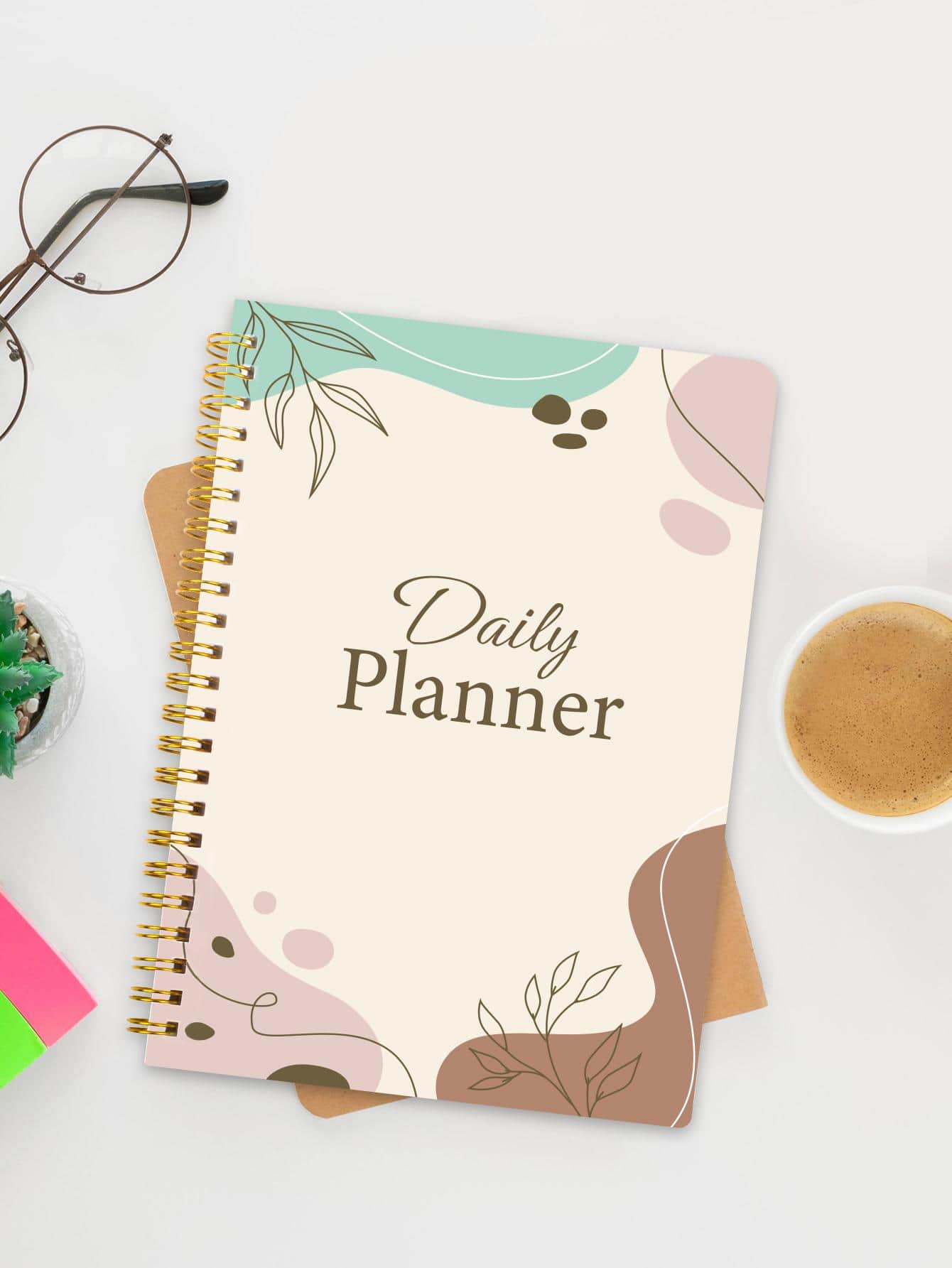 Trees 1pc Letter Graphic Spiral Notebook Back To School - Multicolor - View 1