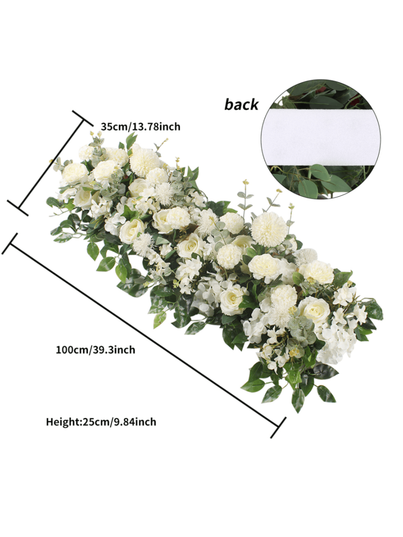100cm Wedding Arch Flowers,Artificial Flowers Arrangement Swag, Silk