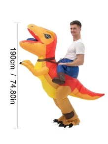 1入組恐龍設計充氣服裝，現代滌綸充氣派對服裝 - 黃色 - 查看 6