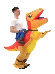 1入組恐龍設計充氣服裝，現代滌綸充氣派對服裝 - 黃色 - 查看 3