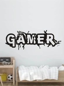 1 miếng dán tường họa tiết tay cầm chơi game, miếng dán tường tự làm để trang trí tường nhà, miếng dán có thể tháo rời, hình dán, miếng dán tường, miếng dán vinyl để trang trí nhà, vật dụng trang trí mùa xuân làm mới ngôi nhà của bạn, miếng dán trang trí Rama - màu đen - Xem 1