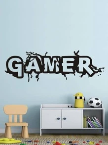 1 miếng dán tường họa tiết tay cầm chơi game, miếng dán tường tự làm để trang trí tường nhà, miếng dán có thể tháo rời, hình dán, miếng dán tường, miếng dán vinyl để trang trí nhà, vật dụng trang trí mùa xuân làm mới ngôi nhà của bạn, miếng dán trang trí Rama - màu đen - Xem 2