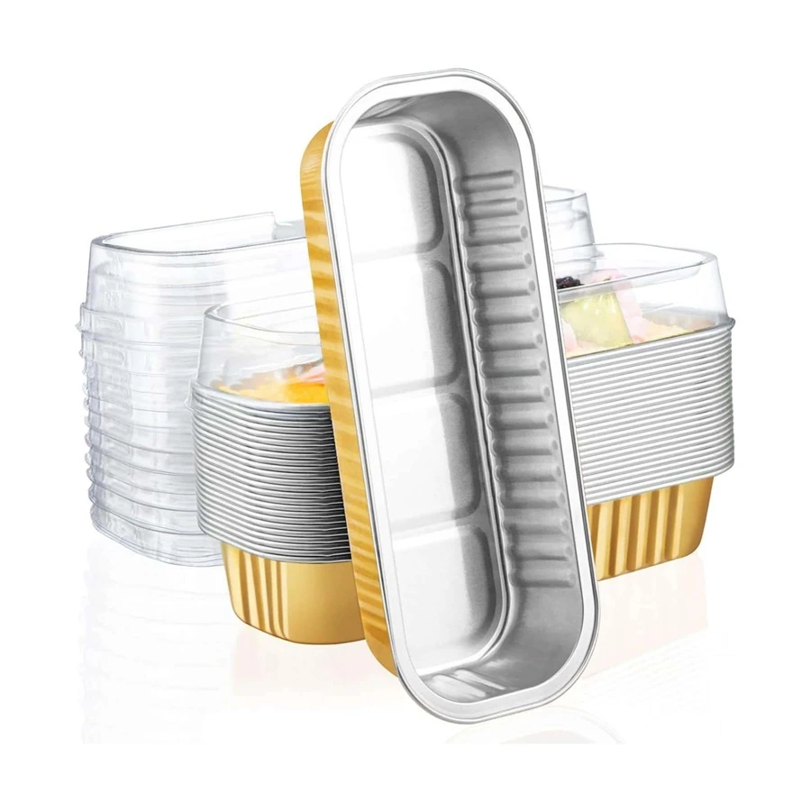 10pcs/set Solid Color Disposable Storage Box, Modern Aluminum Disposable Box For Party, Wedding - Gold - View 1