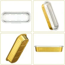 10pcs/set Solid Color Disposable Storage Box, Modern Aluminum Disposable Box For Party, Wedding - Gold - View 3