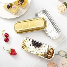 10pcs/set Solid Color Disposable Storage Box, Modern Aluminum Disposable Box For Party, Wedding - Gold - View 6