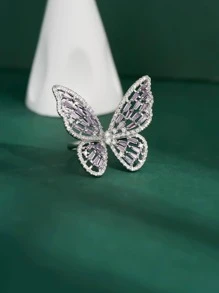 方晶鋯石蝴蝶裝飾戒指 - 蝴蝶型 - 查看 4