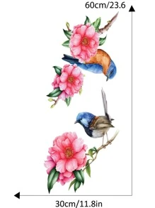 1 pieza pájaro & con patrón floral muro DIY Calcomanía de pared para casa Decoración de pared extraíble Pegatina - Multicolor - Ver 4