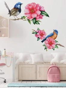 1 pieza pájaro & con patrón floral muro DIY Calcomanía de pared para casa Decoración de pared extraíble Pegatina - Multicolor - Ver 3
