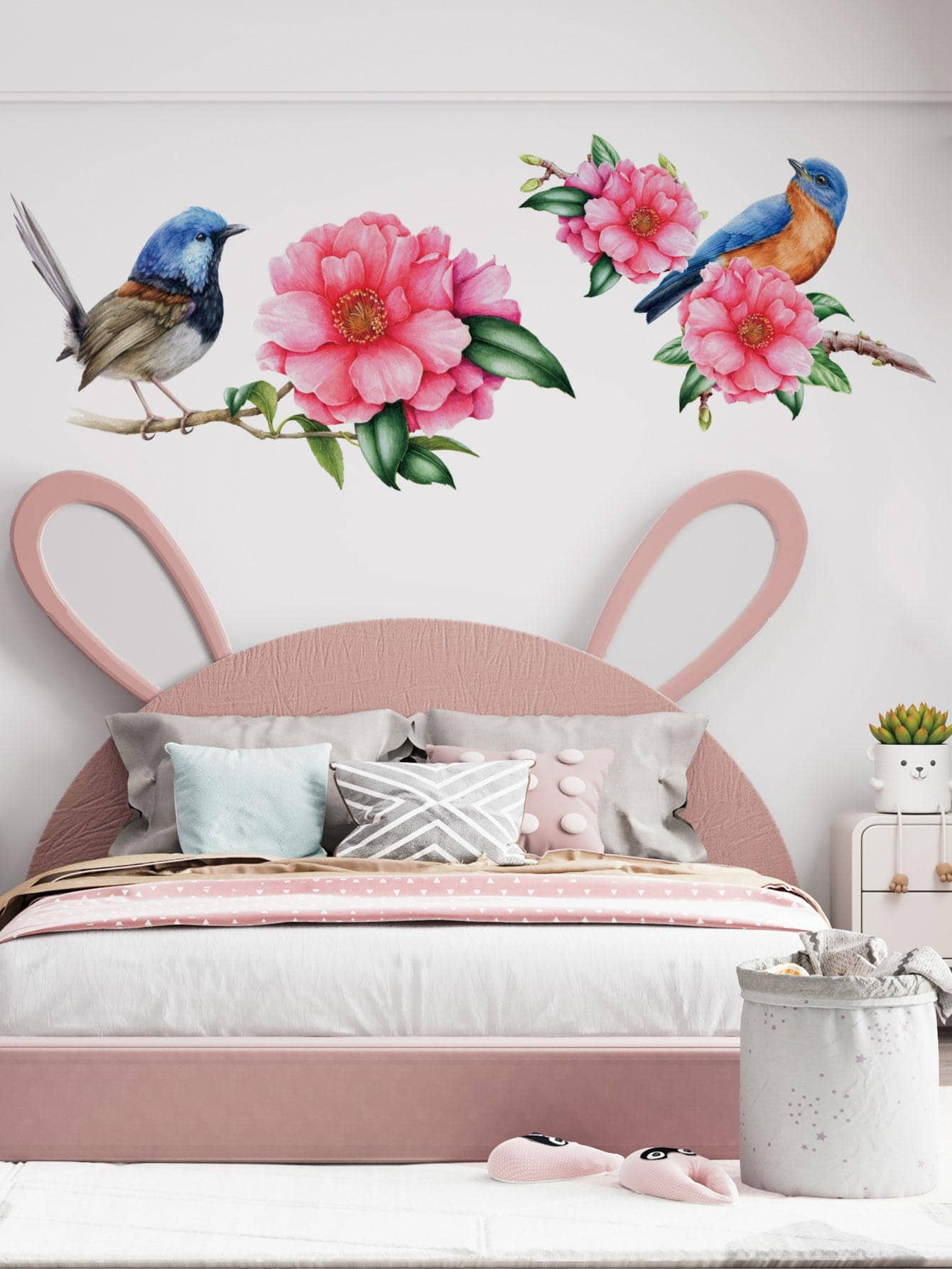 1 pieza pájaro & con patrón floral muro DIY Calcomanía de pared para casa Decoración de pared extraíble Pegatina - Multicolor - Ver 1