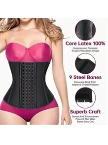 Faja Reductora De Látex 4 Hileras De Broches Colombiana - Negro - Ver 3