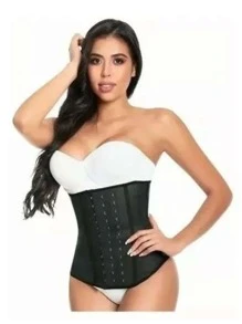 Faja Reductora De Látex 4 Hileras De Broches Colombiana - Negro - Ver 2