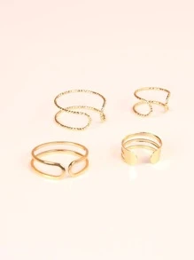 4pcs/set Minimalist Toe Ring - Yellow Gold - View 5