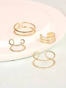 4pcs/set Minimalist Toe Ring - Yellow Gold - View 1