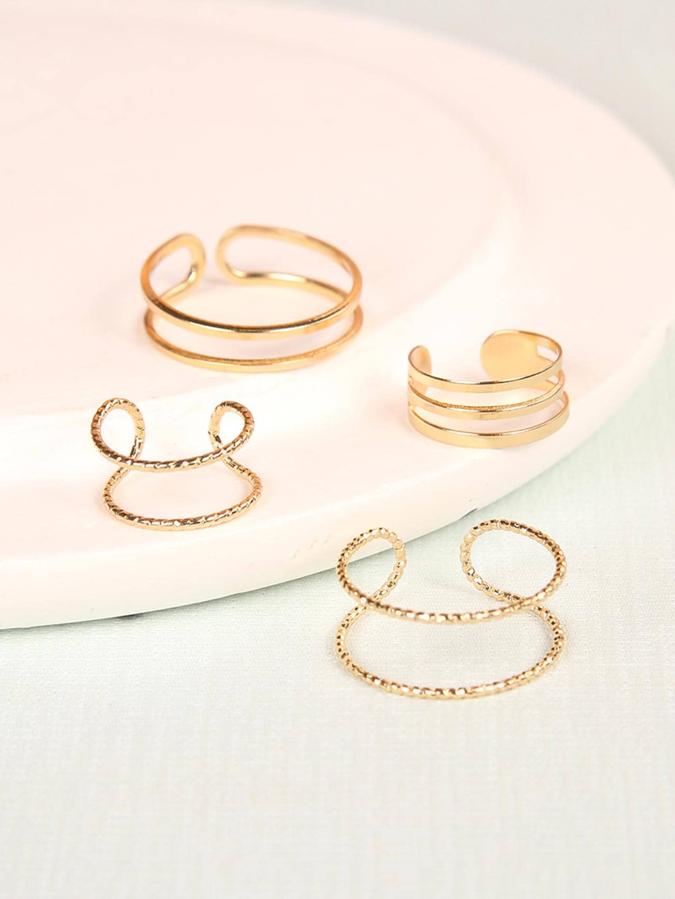 4pcs/set Minimalist Toe Ring - Yellow Gold - View 1