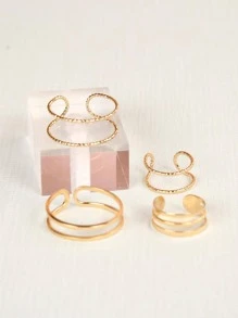 4pcs/set Minimalist Toe Ring - Yellow Gold - View 3