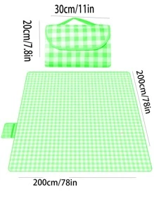 件不織布野餐墊，現代格子圖案防水便攜式野餐墊，適合戶外露營旅行 - 綠色 - 查看 7