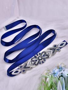 水鑽裝飾皮帶 - 藍色 - 查看 4