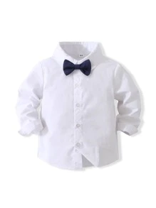 KIMOCAT 休閒前蝴蝶結 前紐扣撞色男童（小）兩件套