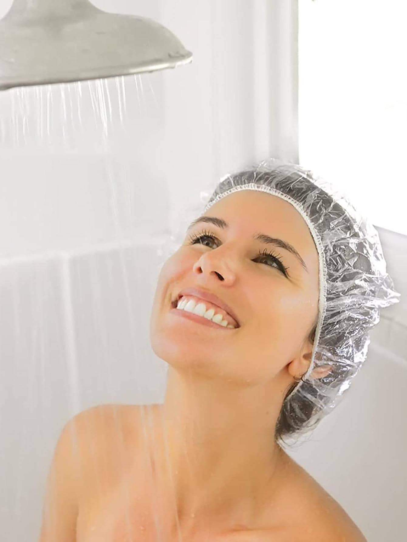 100 Cái/bộ Nhựa Chống Nước Dùng Một Lần Thông Thường Mũ Tắm, Hiện Đại Trong Suốt Mũ Tắm Cho Cuộc Sống Hàng Ngày - Trong sáng - Xem 1