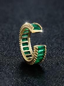 Fashionable Shiny Gold-tone Cubic Zirconia Cocktail Ring With Green Stone For Women's Date, Wedding, Or Party - Green - View 5