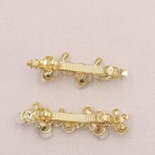 水鑽和蝴蝶裝飾髮夾 - 金色 - 查看 3