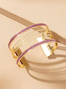 亮片細節鏤空開口手鐲 - 粉色 - 查看 1