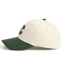 男士字母補丁裝飾棒球帽，街頭時尚 - 綠色 - 查看 5