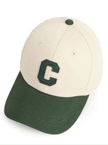 男士字母補丁裝飾棒球帽，街頭時尚 - 綠色 - 查看 4