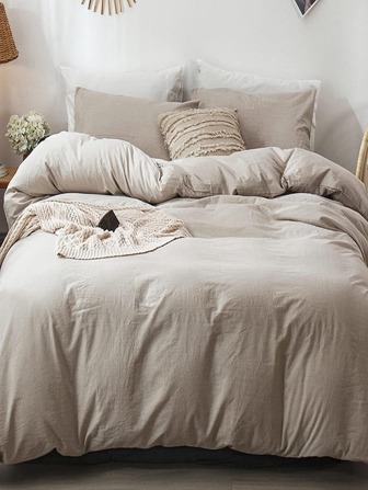 3pcs Solid Color Duvet Cover Set With 1pc Cover, 2pcs Pillowcase Without Filler, Modern Polyester Soft Bedding Duvet Cover For Bedroom