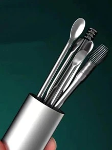 7 piezas de acero inoxidable Limpiador de orejas Set herramienta - Plateado - Ver 4