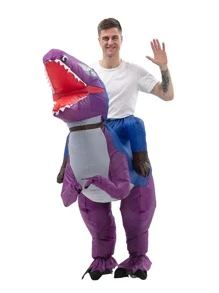 1 pieza Disfraz con dinosaurio de dibujos animados diseño fiesta inflable - Morado - Ver 4