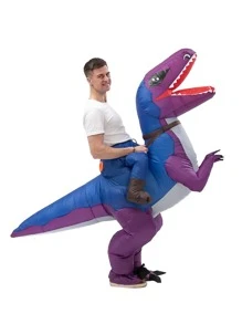1 pieza Disfraz con dinosaurio de dibujos animados diseño fiesta inflable - Morado - Ver 5