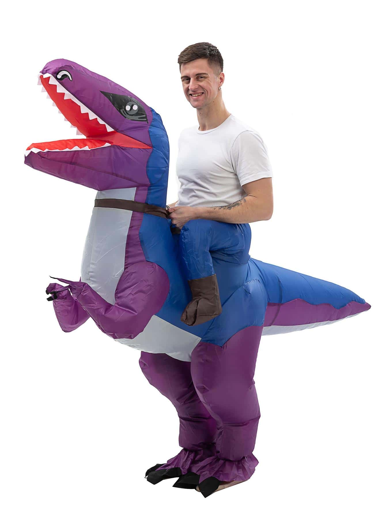 1 pieza Disfraz con dinosaurio de dibujos animados diseño fiesta inflable - Morado - Ver 1