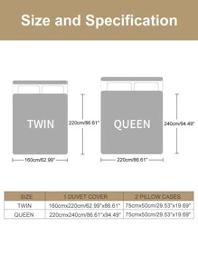 3入组/套印花被套套裝現代織物被套套裝 - 彩色 - 查看 6
