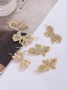 6pcs Women Rhinestone Butterfly Decor Fashion Hair Clip - Gold - View 1