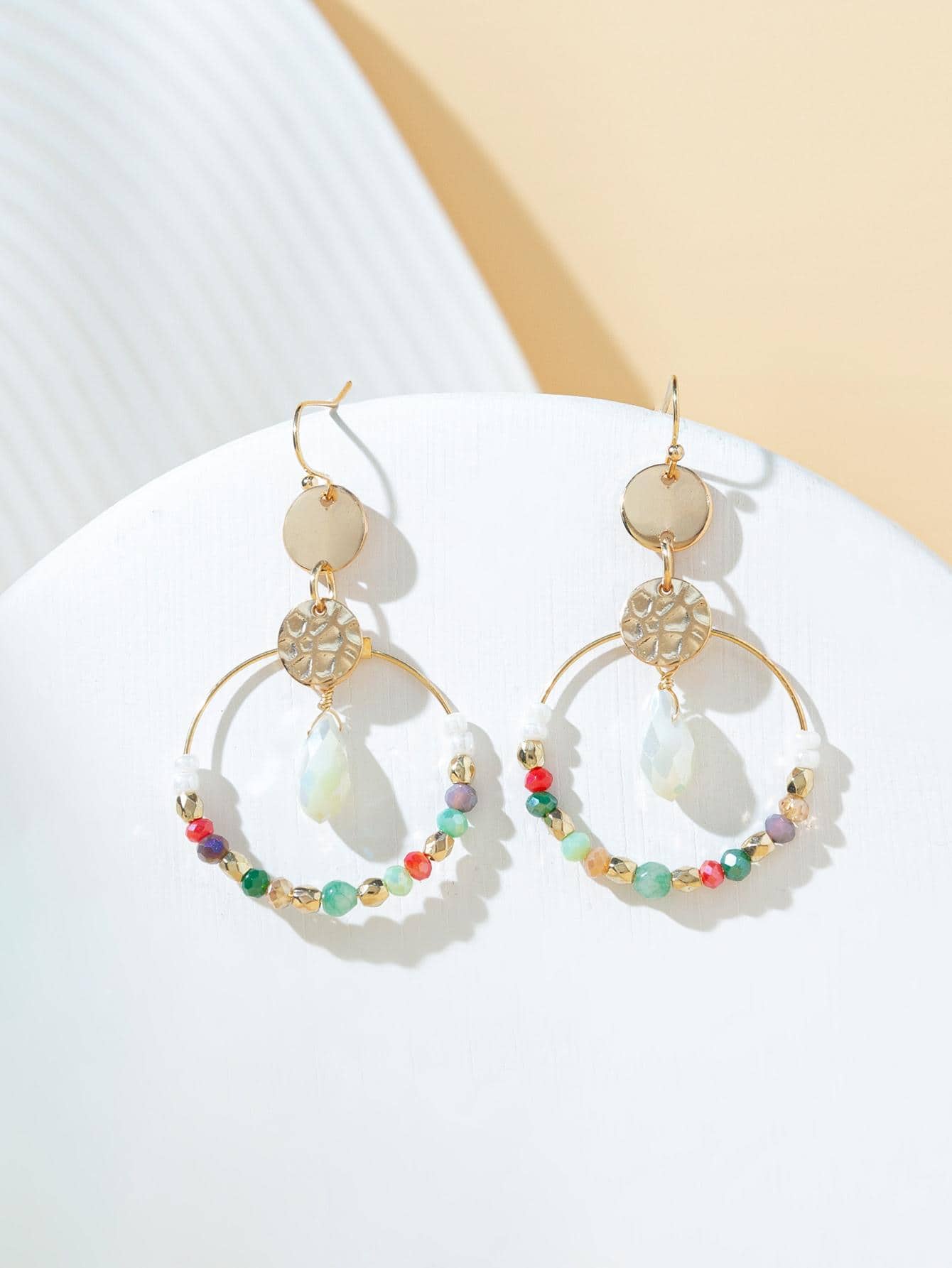 Bead Decor Drop Earrings - Multicolor - View 1
