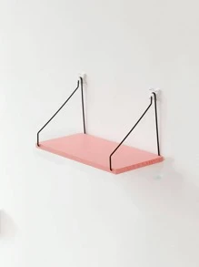 1pc Wood Wall Mounted Storage Rack - Pink - View 1